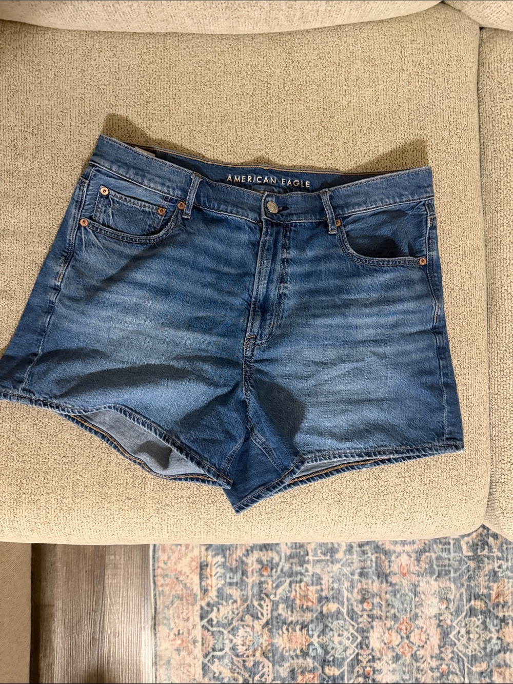 American Eagle Outfitters Medium Blue High-Rise Denim Shorts